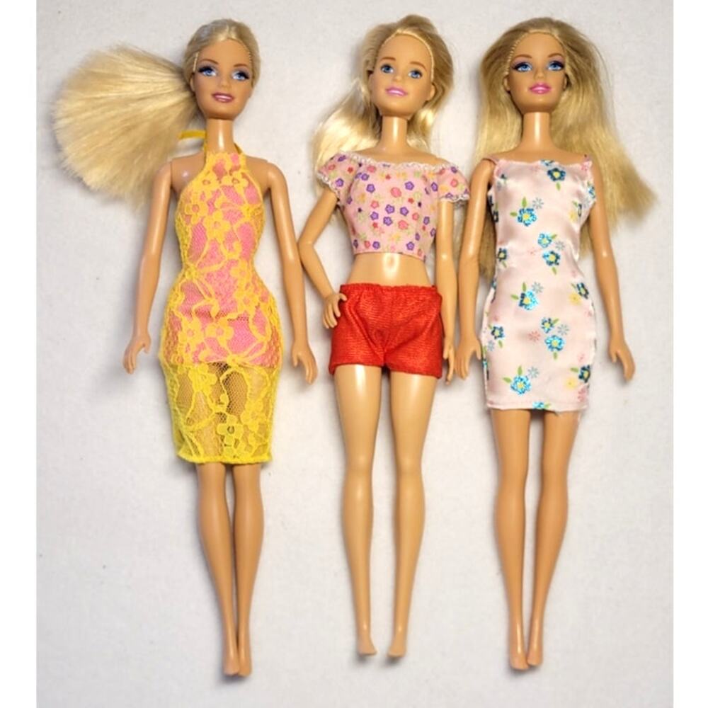 3 Modern Barbie Fashion Dolls 2000s Dressed Blonde Hair Blue Eyes